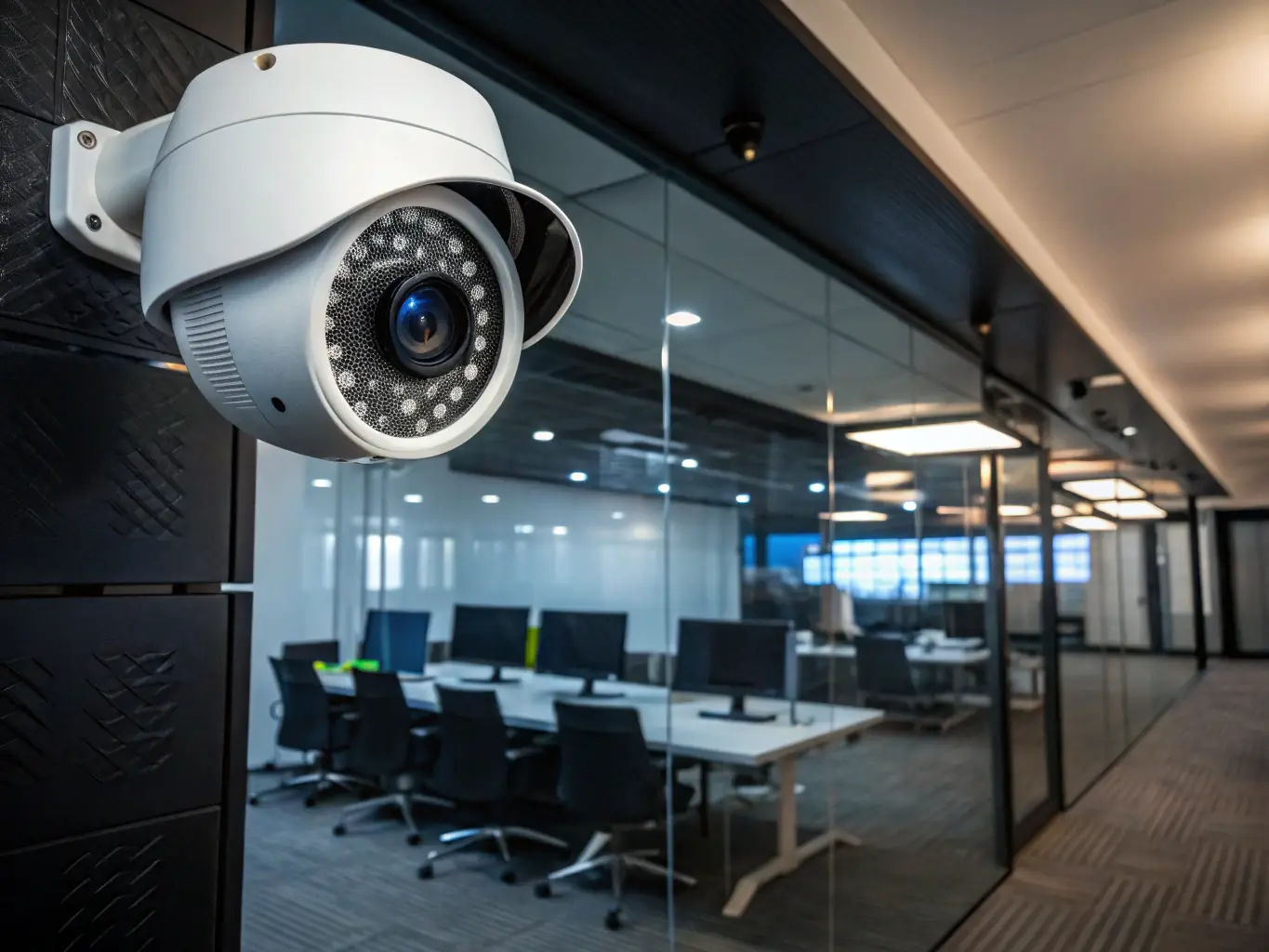 An image showing a Zentryva security camera capturing clear video footage in a commercial setting, highlighting its high-resolution capabilities and wide field of view.
